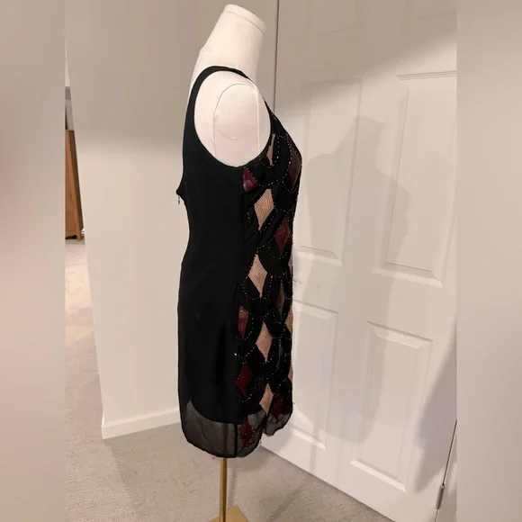 Vintage 1960s Hand-Beaded Sequined Shift Dress - Size S - Picture 4 of 12